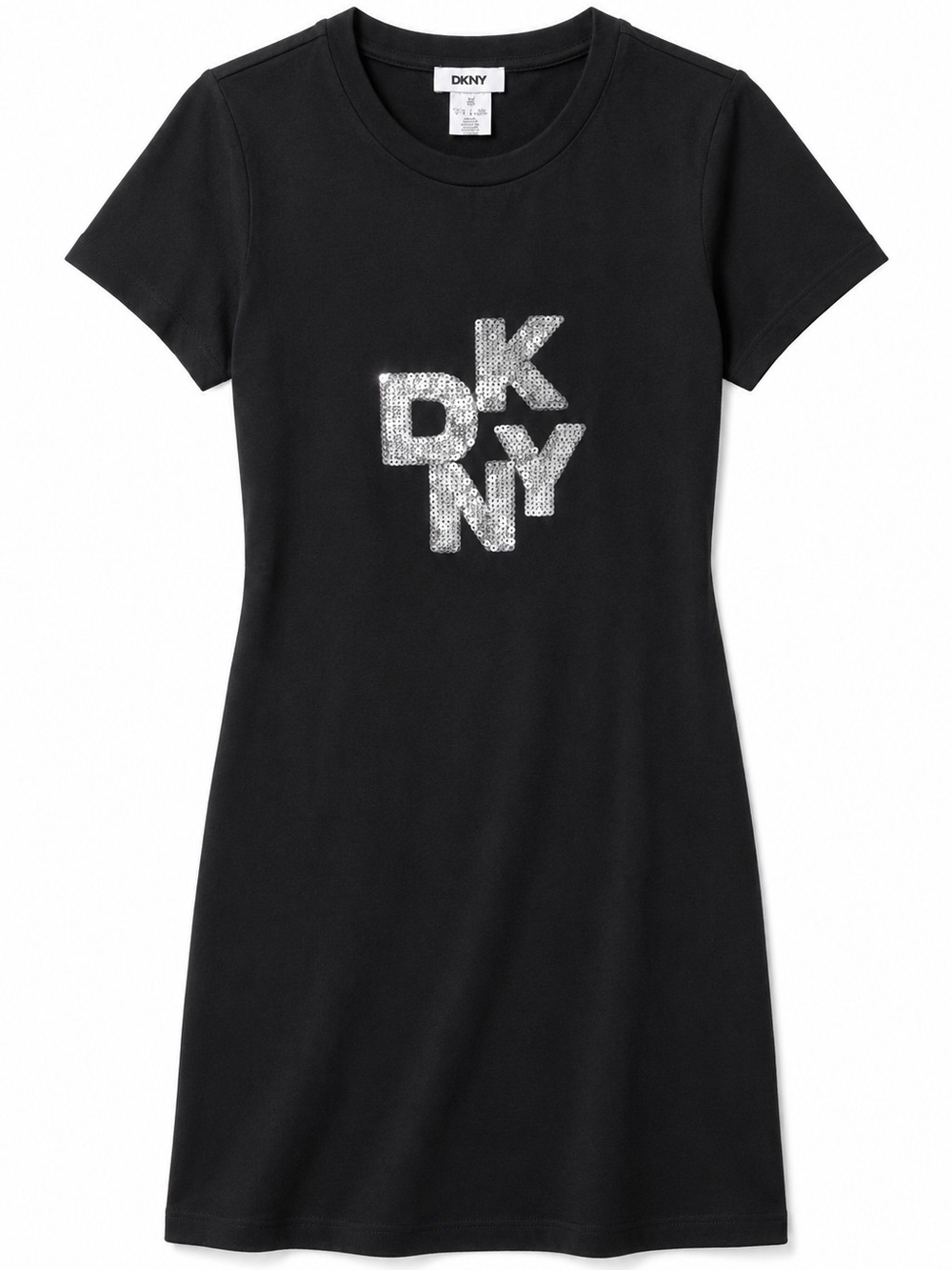 DKNY Black Tee Dress with Silver Sequin Logo